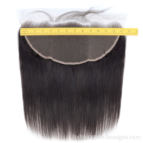 Deals 13x6 Lace Frontal Closure With 3 Straight Hair Bundles, Pre Plucked Remy Brazilian Human Hair Bundles With 13*6 Frontal